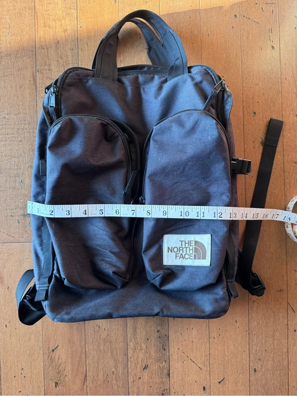 The North Face Mini Crevasse Black Backpack with Dual Front Pouches